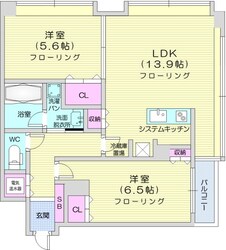 ラフィネタワー札幌南3条の物件間取画像